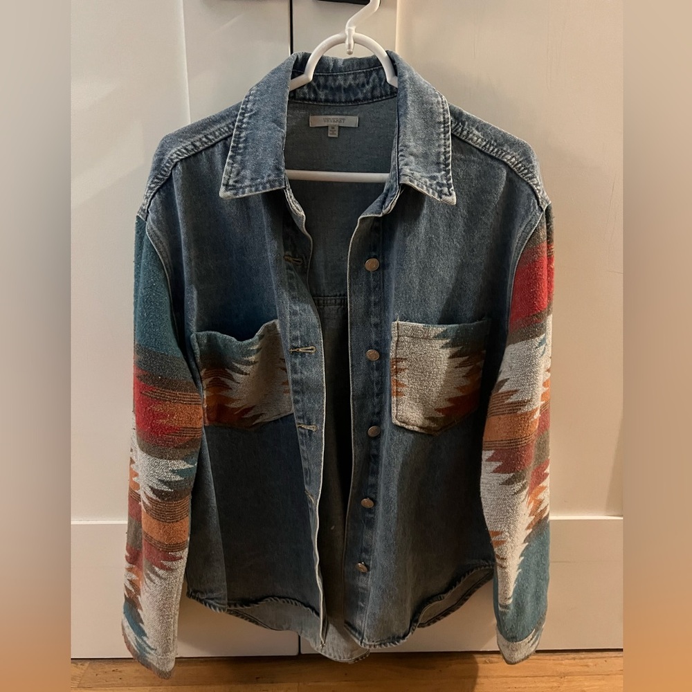 Vervet oversized Jean and tribal print jacket